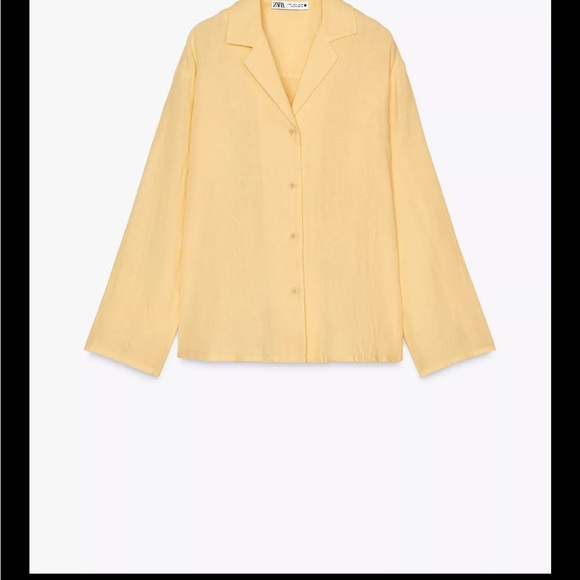 Women's Yellow Linen Button Down - Picture 3 of 5